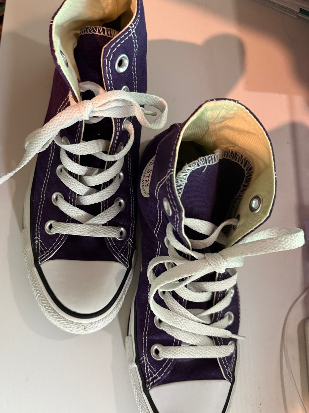 Converse women’s Purple High-Top Canvas Sneakers with White Laces